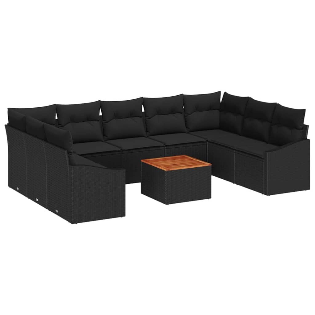 Zestaw Sof na Ogród z poduszką 10 pcs Czarny Polirattan Lumarko!