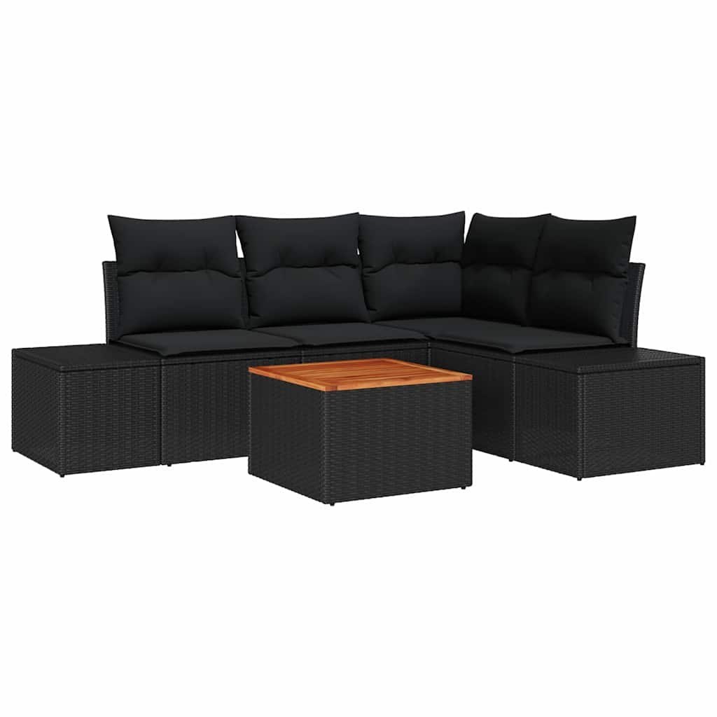 Zestaw Sof na Ogród z poduszką 5 pcs Czarny Polirattan Lumarko!
