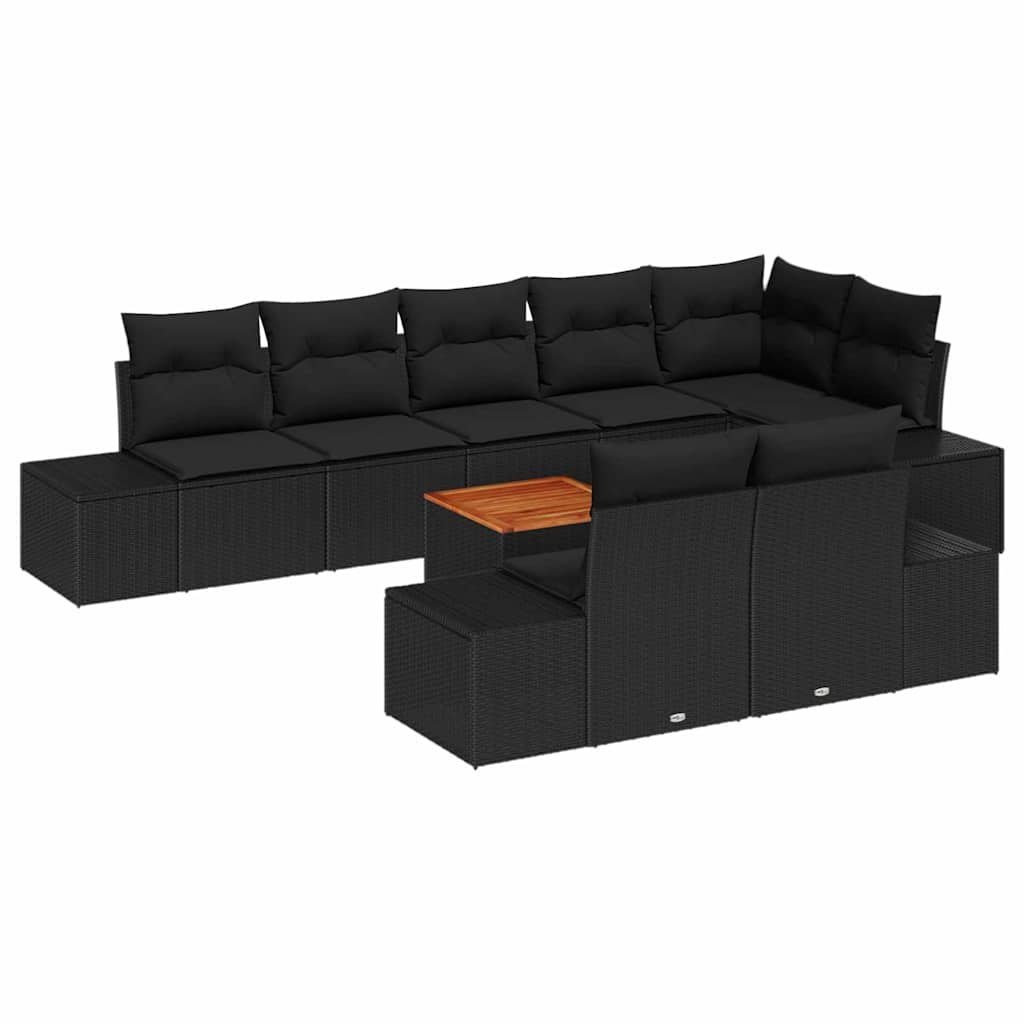 Zestaw Sof na Ogród z poduszką 9 pcs Czarny Polirattan Lumarko!