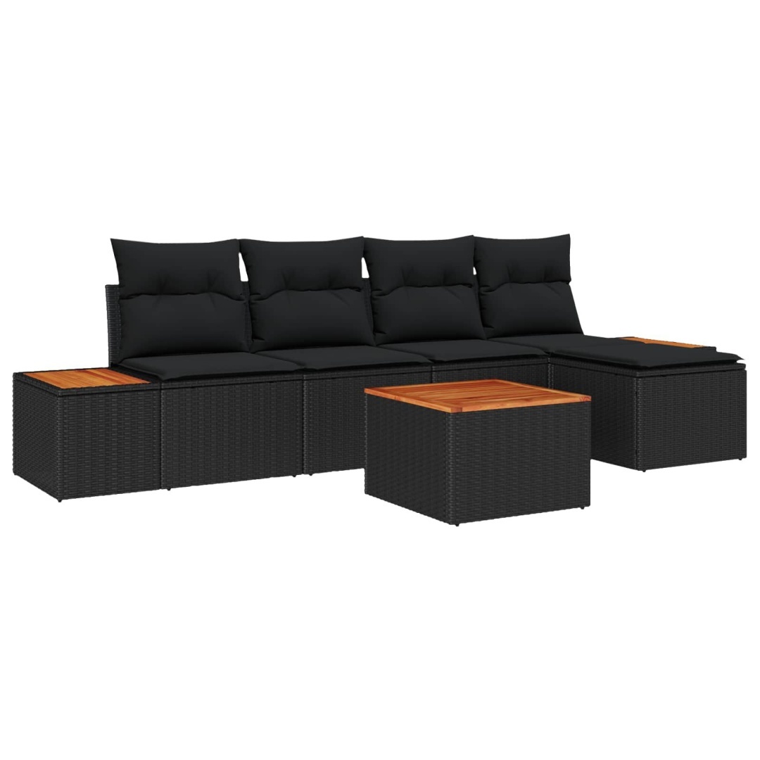 Zestaw Sof na Ogród z poduszką 6 pcs Czarny Polirattan Lumarko!