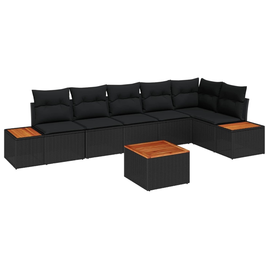 Zestaw Sof na Ogród z poduszką 7 pcs Czarny Polirattan Lumarko!