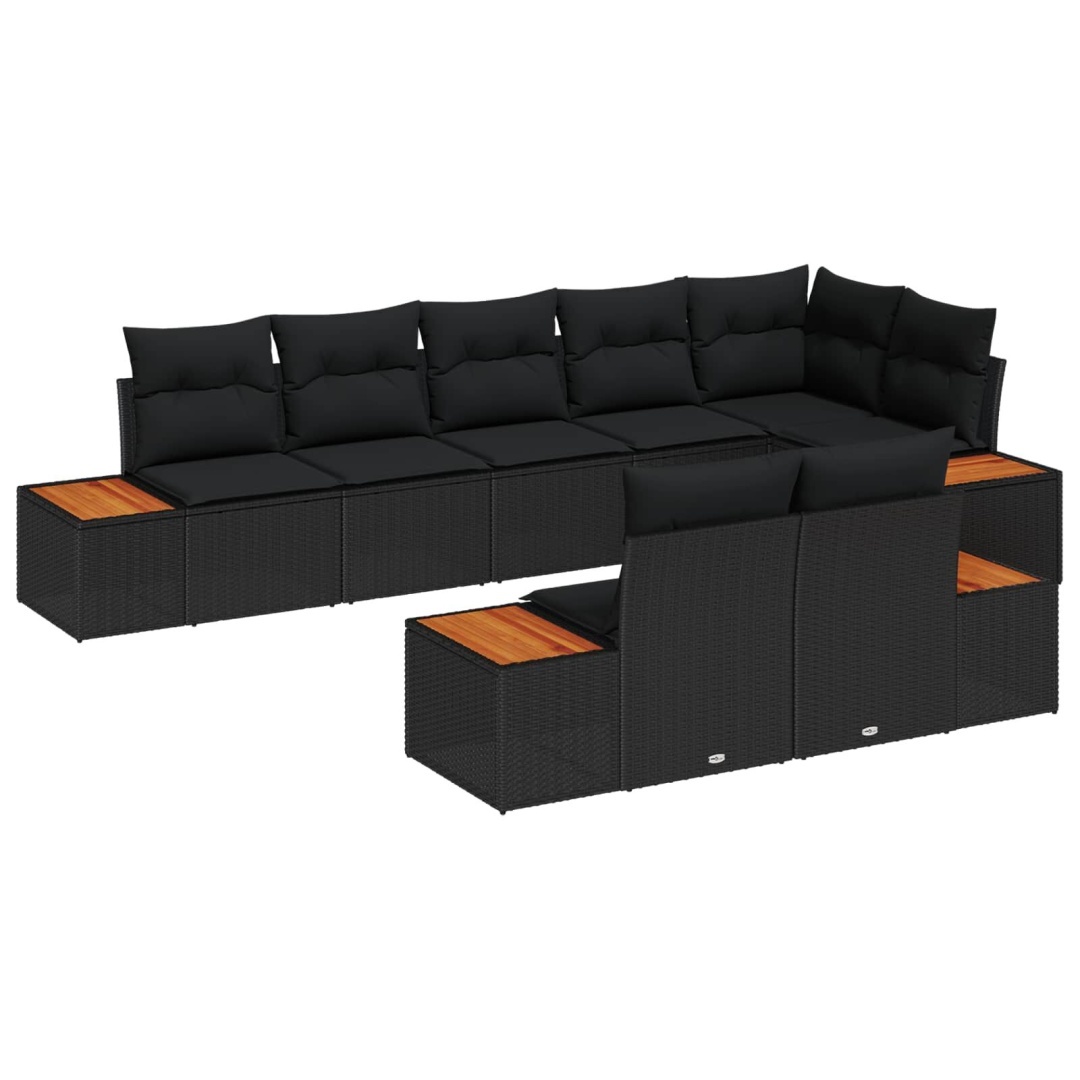 Zestaw Sof na Ogród z poduszką 8 pcs Czarny Polirattan Lumarko!