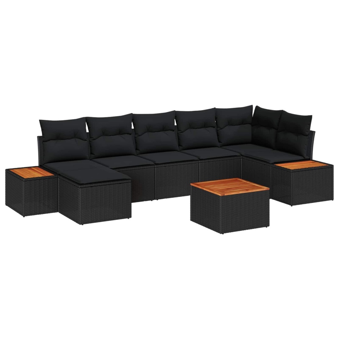 Zestaw Sof na Ogród z poduszką 8 pcs Czarny Polirattan Lumarko!