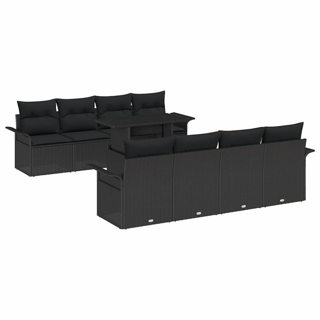 Zestaw Sof na Ogród z poduszką 9 pcs Czarny Polirattan Lumarko!