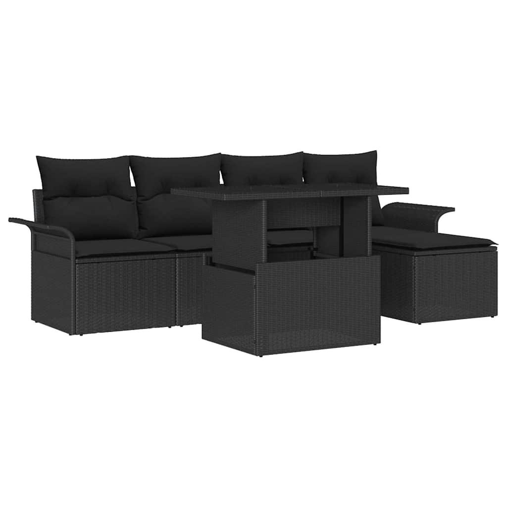 Zestaw Sof na Ogród z poduszką 6 pcs Czarny Polirattan Lumarko!