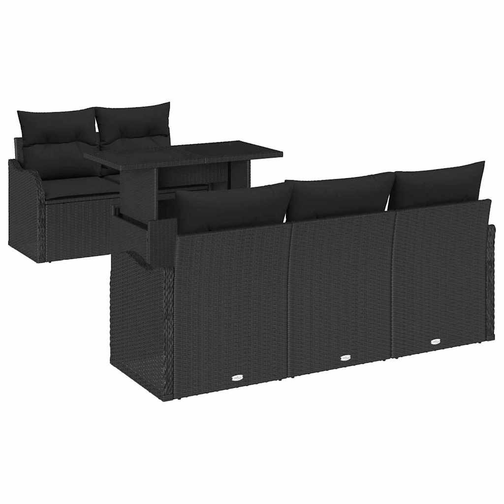 Zestaw Sof na Ogród z poduszką 6 pcs Czarny Polirattan Lumarko!