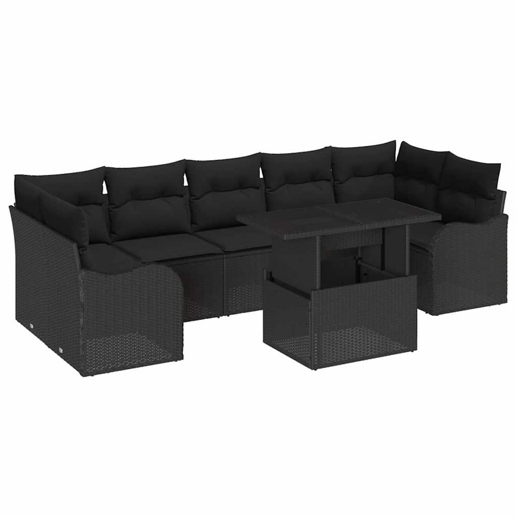 Zestaw Sof na Ogród z poduszką 8 pcs Czarny Polirattan Lumarko!