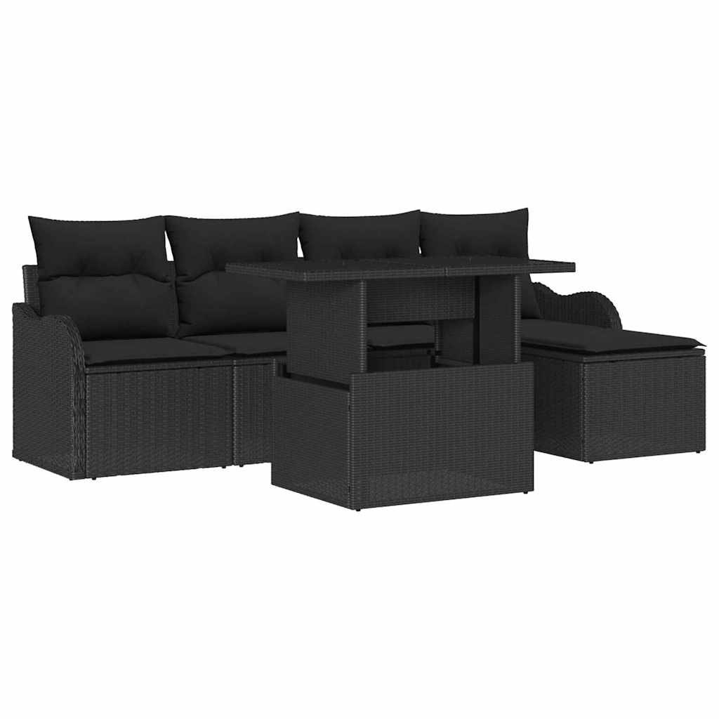Zestaw Sof na Ogród z poduszką 6 pcs Czarny Polirattan Lumarko!