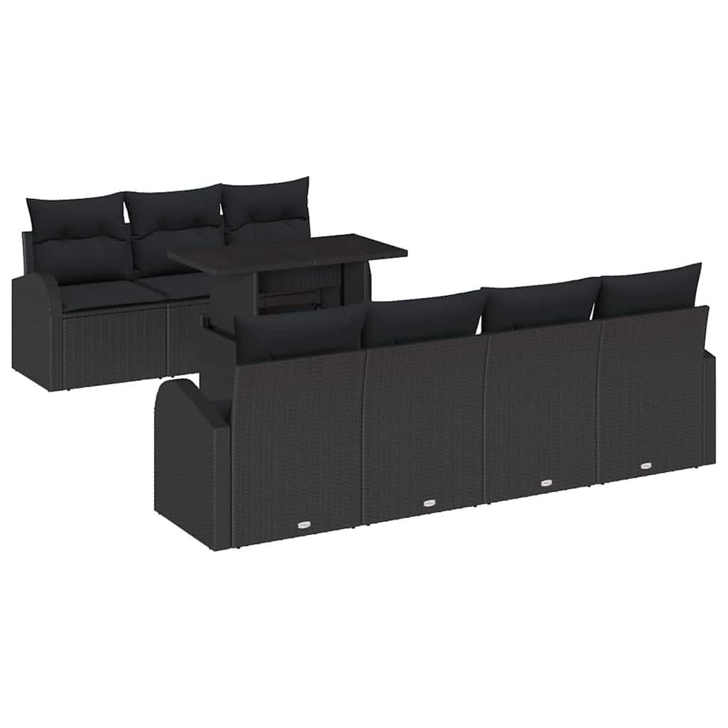 Zestaw Sof na Ogród z poduszką 8 pcs Czarny Polirattan Lumarko!