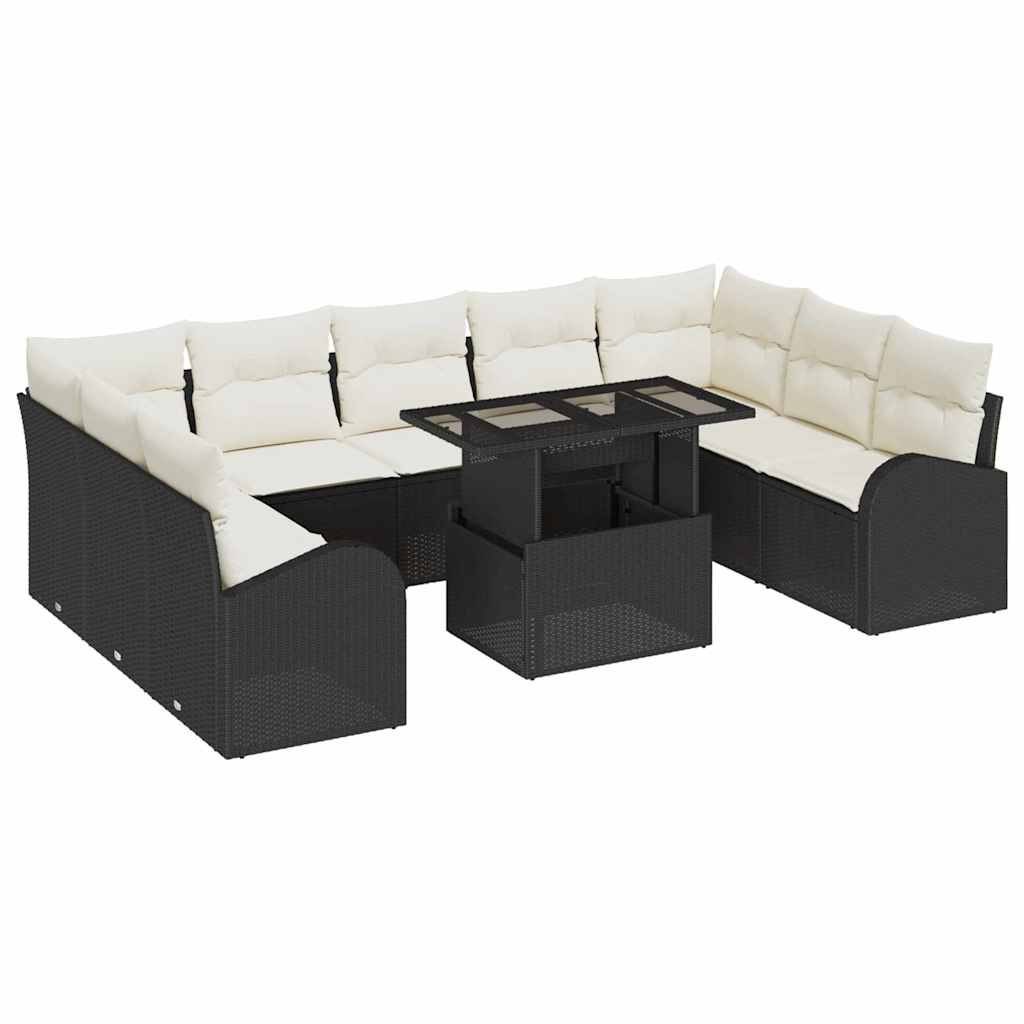 Zestaw Sof na Ogród 10 pcs Czarny i kremowy 100 x 55 x 73 cm Lumarko!