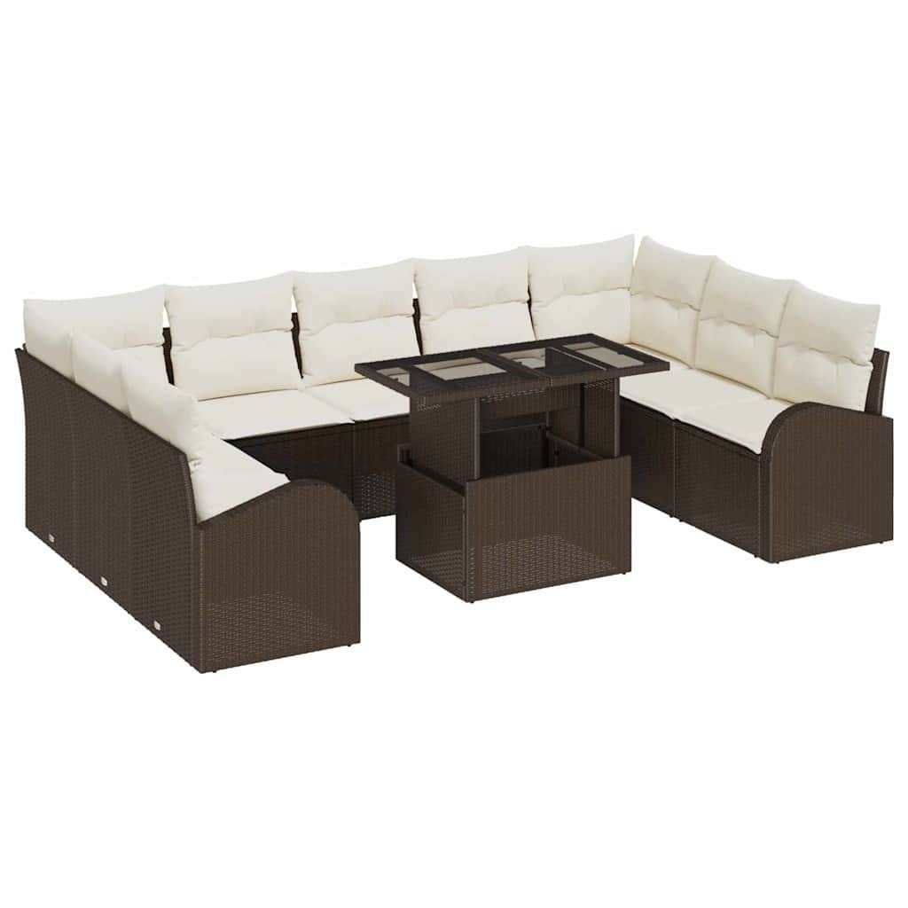 Zestaw Sof na Ogród 10 pcs Brązowy i kremowy 100 x 55 x 73 cm Lumarko!