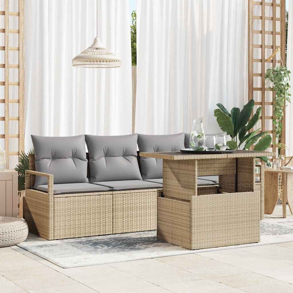 Zestaw Sof na Ogród 5 pcs beżowo-jasnoszary 100 x 55 x 73 cm Lumarko!