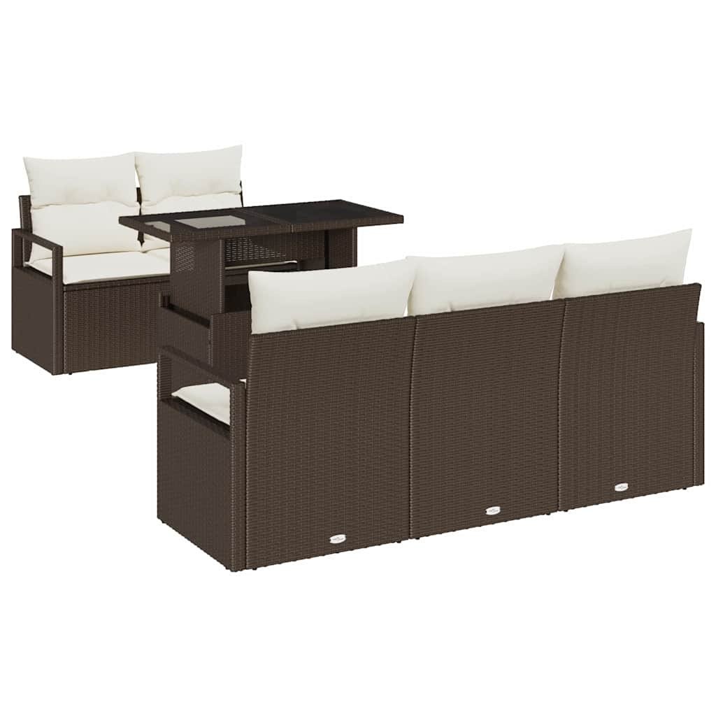 Zestaw Sof na Ogród 6 pcs Brązowy i kremowy 100 x 55 x 73 cm Lumarko!