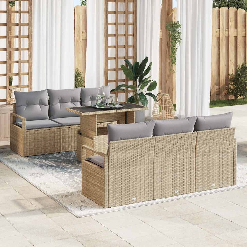 Zestaw Sof na Ogród 7 pcs beżowo-jasnoszary 100 x 55 x 73 cm Lumarko!