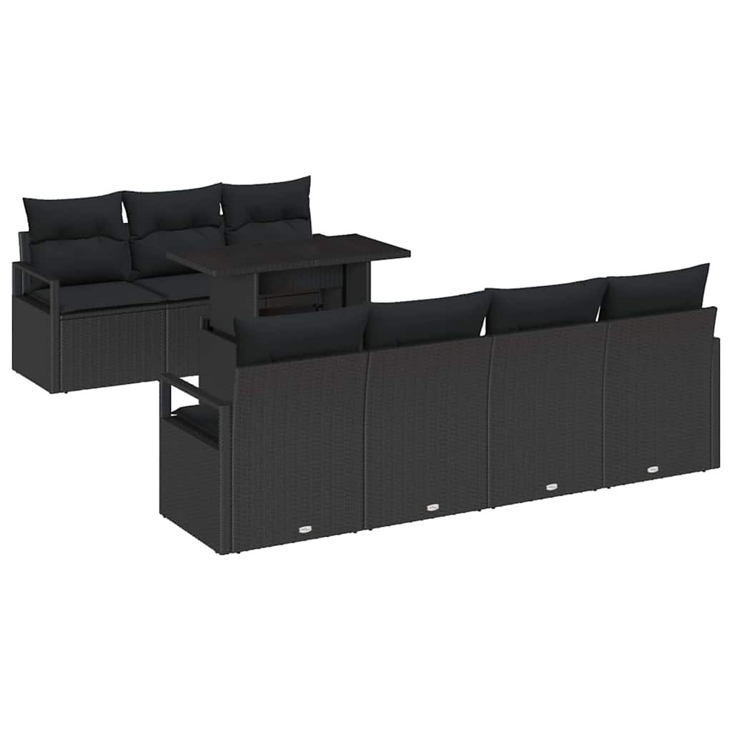 Zestaw Sof na Ogród z poduszką 8 pcs Czarny 100 x 55 x 73 cm Lumarko!