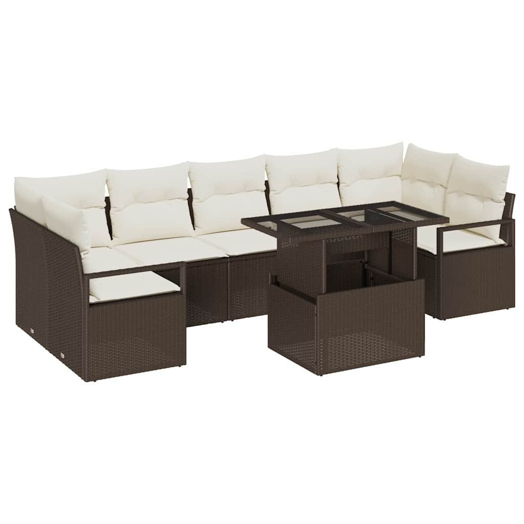 Zestaw Sof na Ogród 8 pcs Brązowy i kremowy 100 x 55 x 73 cm Lumarko!