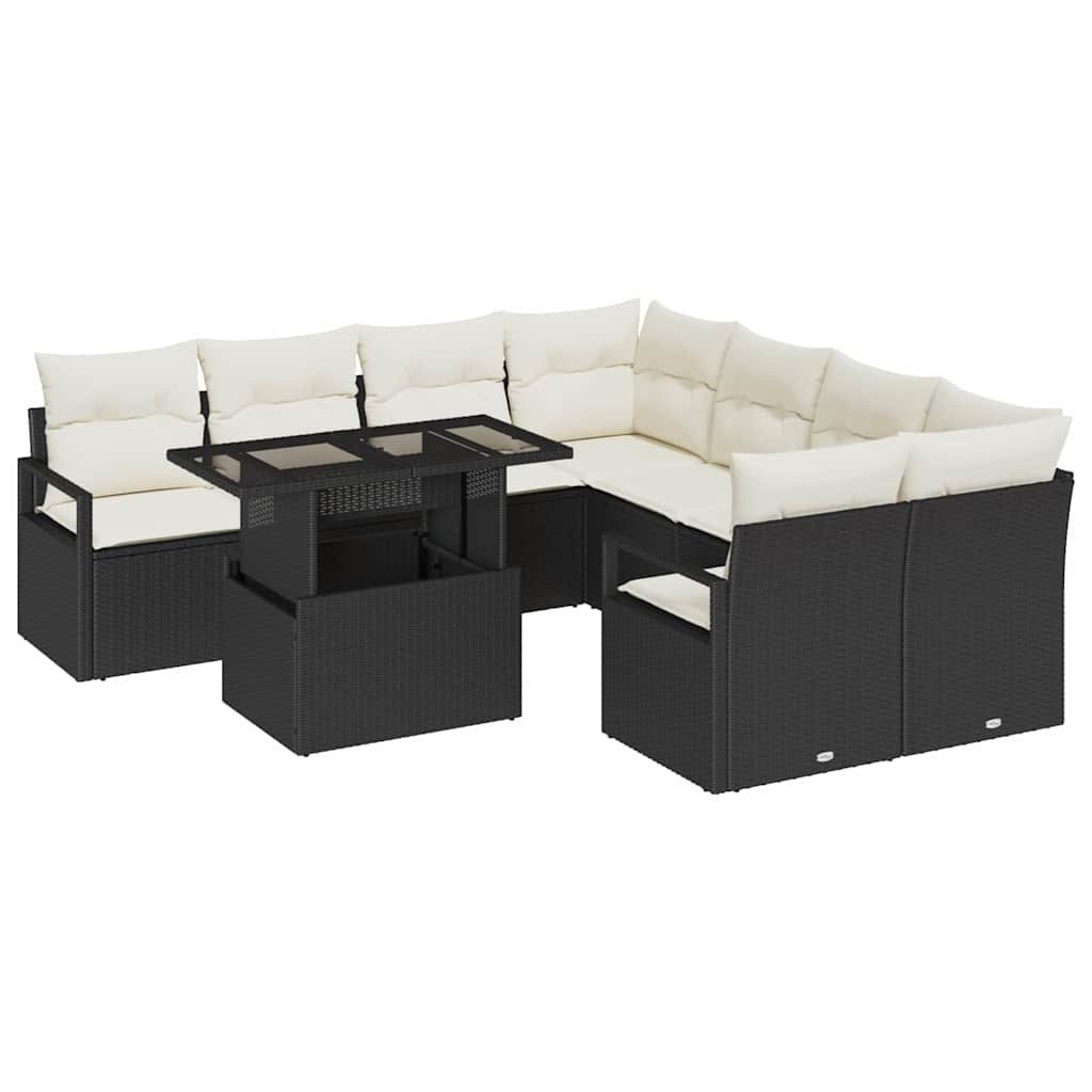 Zestaw Sof na Ogród 9 pcs Czarny i kremowy 100 x 55 x 73 cm Lumarko!