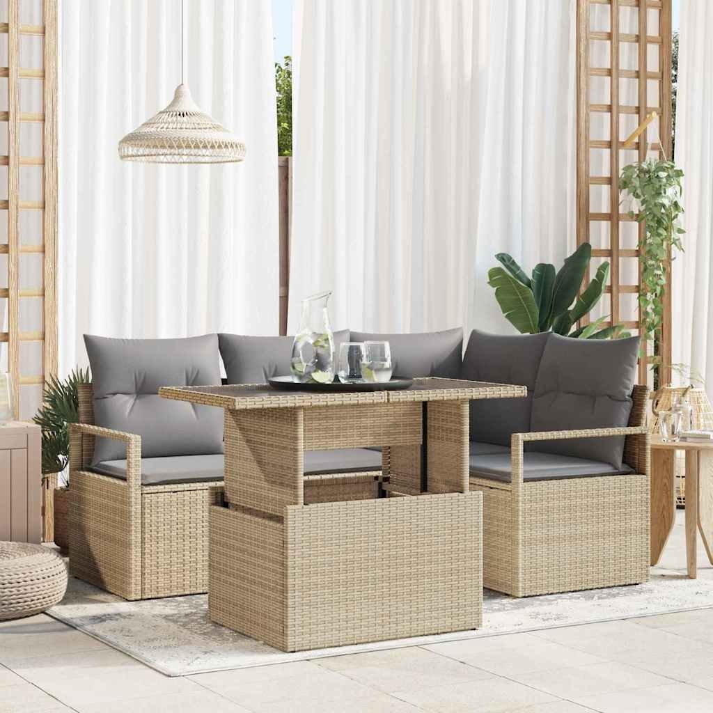 Zestaw Sof na Ogród 5 pcs beżowo-jasnoszary 100 x 55 x 73 cm Lumarko!