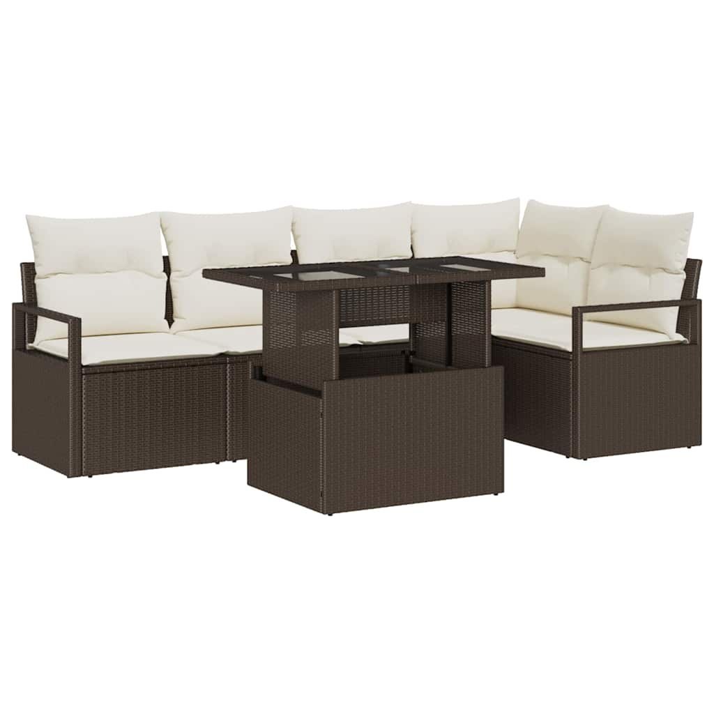 Zestaw Sof na Ogród 6 pcs Brązowy i kremowy 100 x 55 x 73 cm Lumarko!