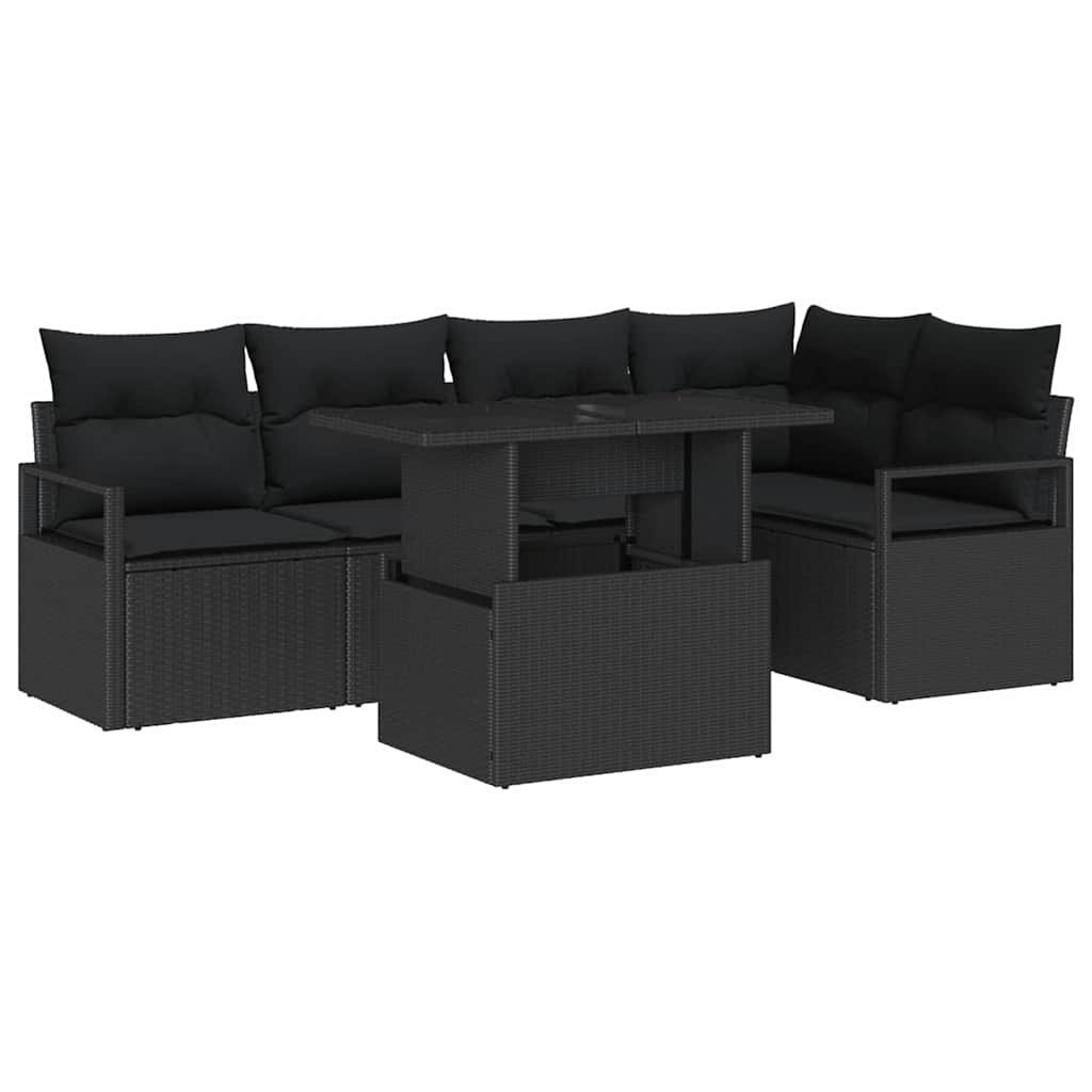 Zestaw Sof na Ogród z poduszką 6 pcs Czarny 100 x 55 x 73 cm Lumarko!