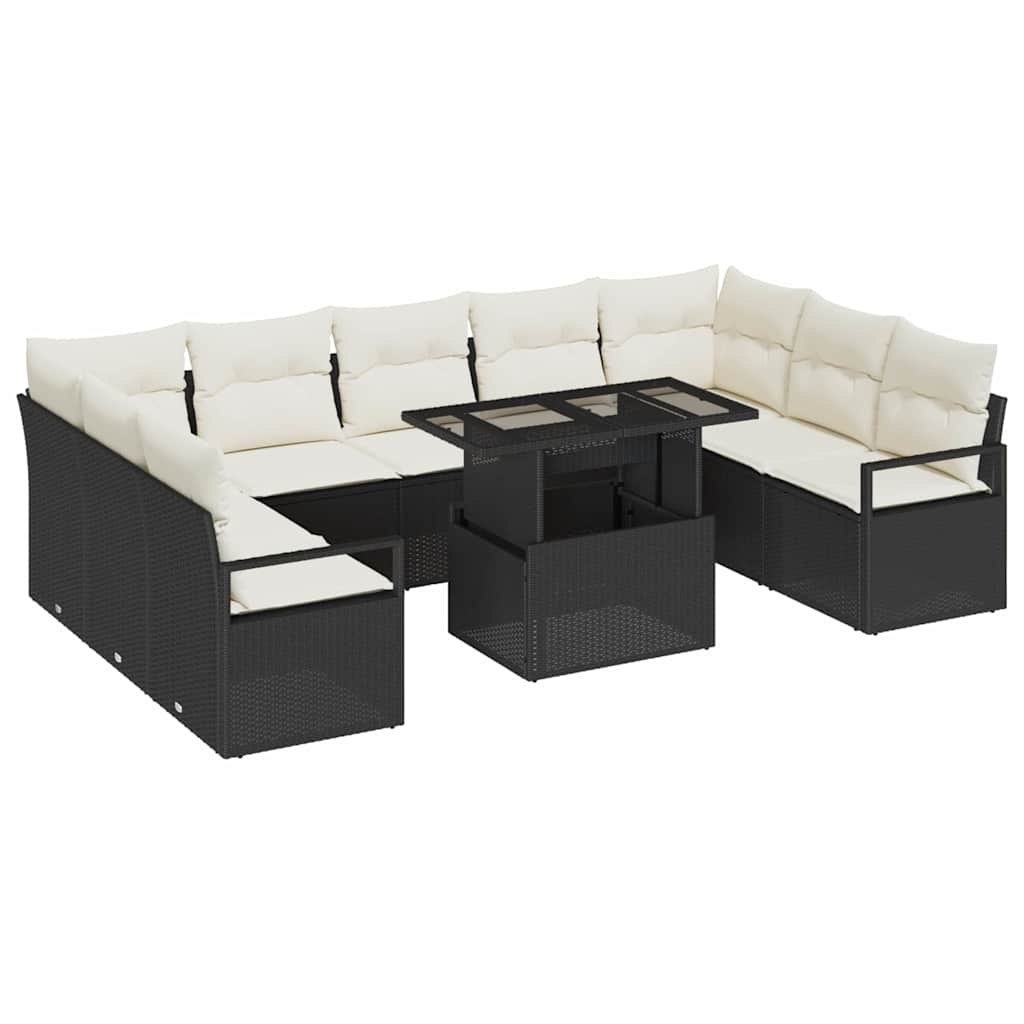 Zestaw Sof na Ogród 10 pcs Czarny i kremowy 100 x 55 x 73 cm Lumarko!