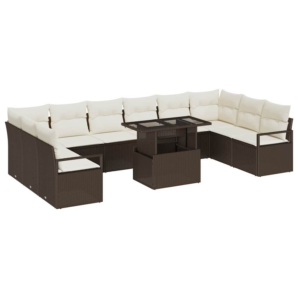 Zestaw Sof na Ogród 11 pcs Brązowy i kremowy 100 x 55 x 73 cm Lumarko!