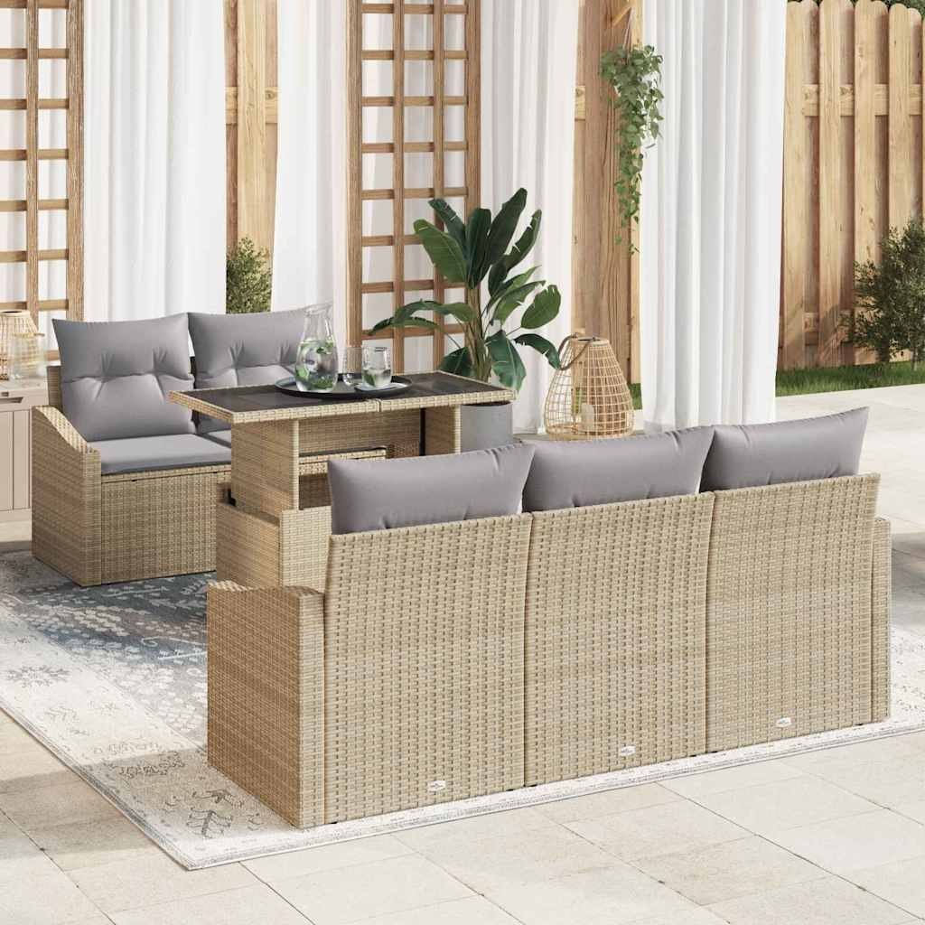 Zestaw Sof na Ogród 6 pcs beżowo-jasnoszary 100 x 55 x 73 cm Lumarko!