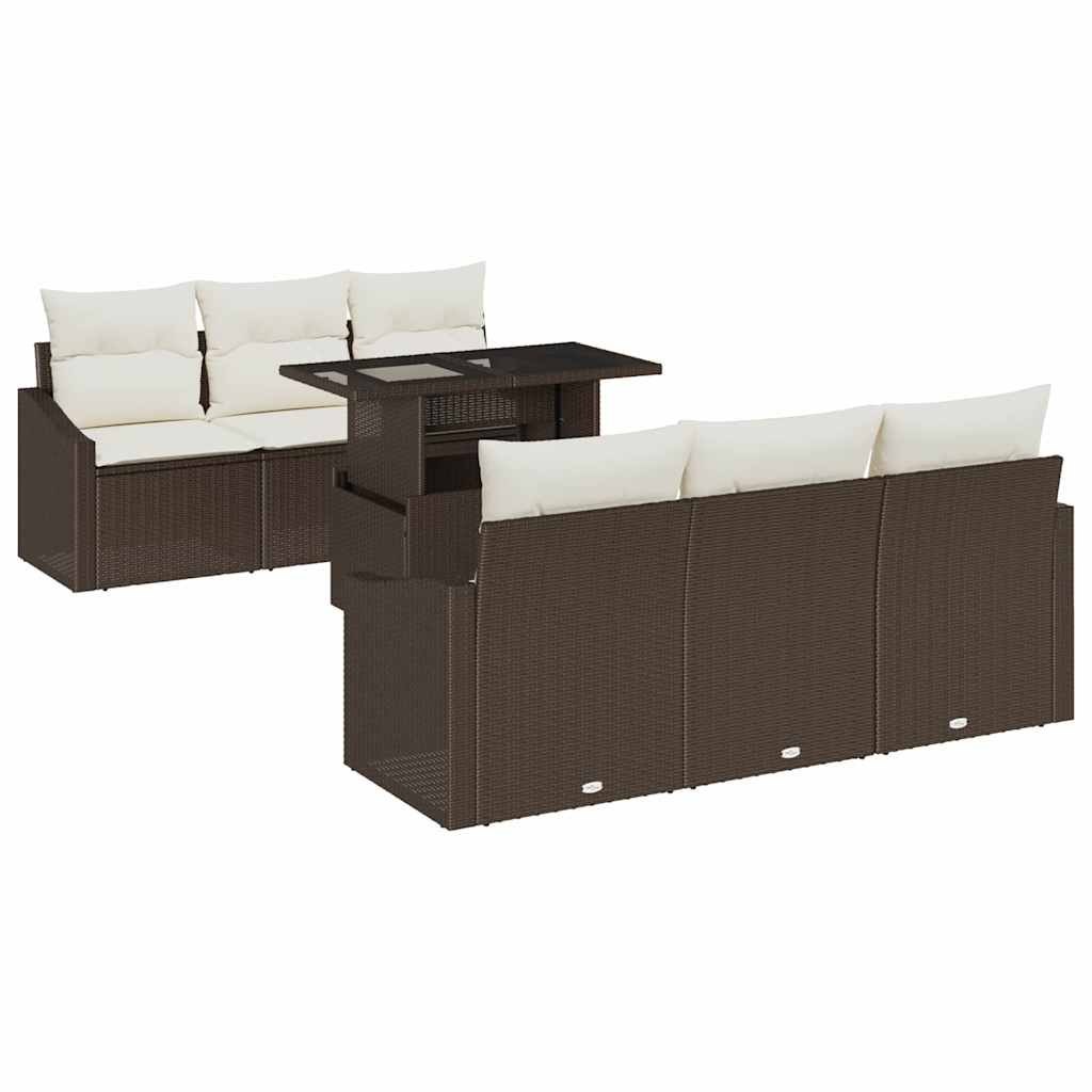 Zestaw Sof na Ogród 7 pcs Brązowy i kremowy 100 x 55 x 73 cm Lumarko!