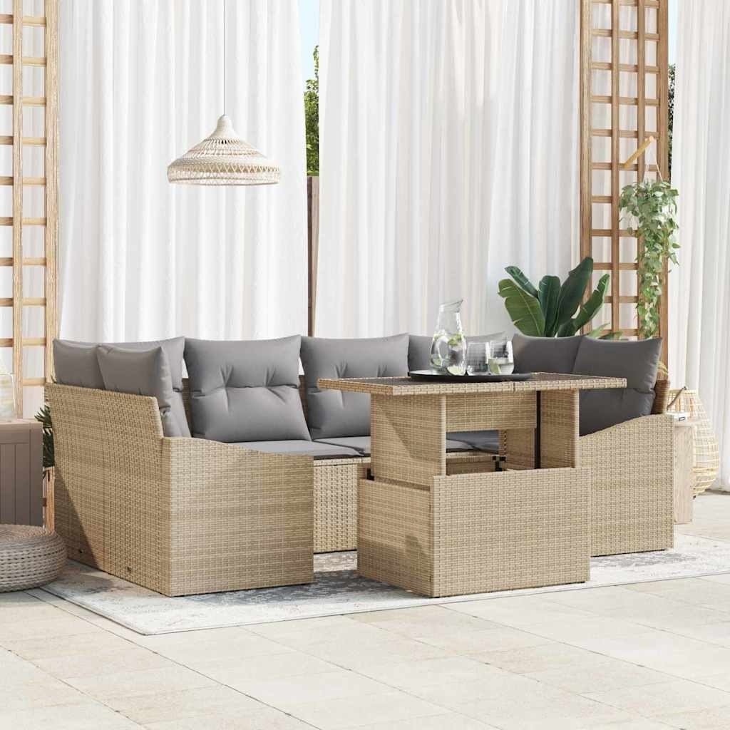 Zestaw Sof na Ogród 7 pcs beżowo-jasnoszary 100 x 55 x 73 cm Lumarko!