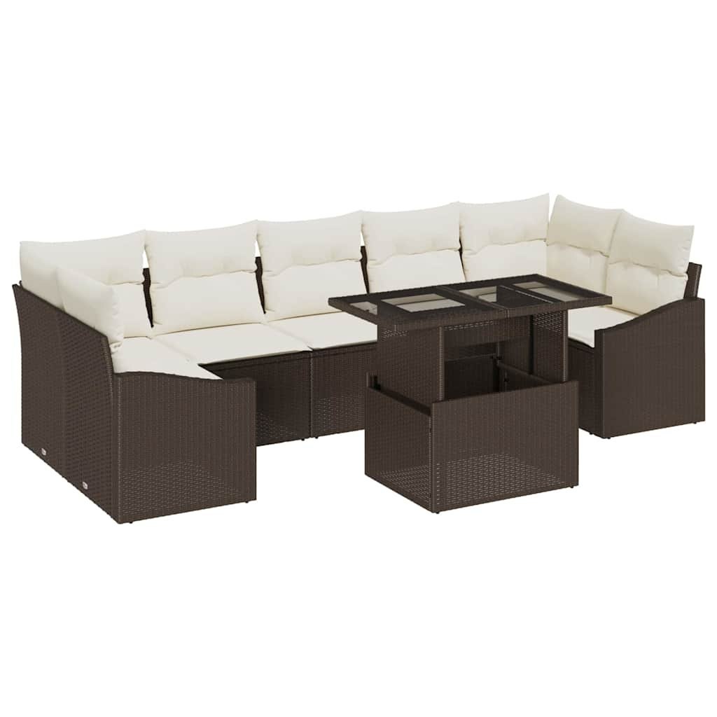 Zestaw Sof na Ogród 8 pcs Brązowy i kremowy 100 x 55 x 73 cm Lumarko!