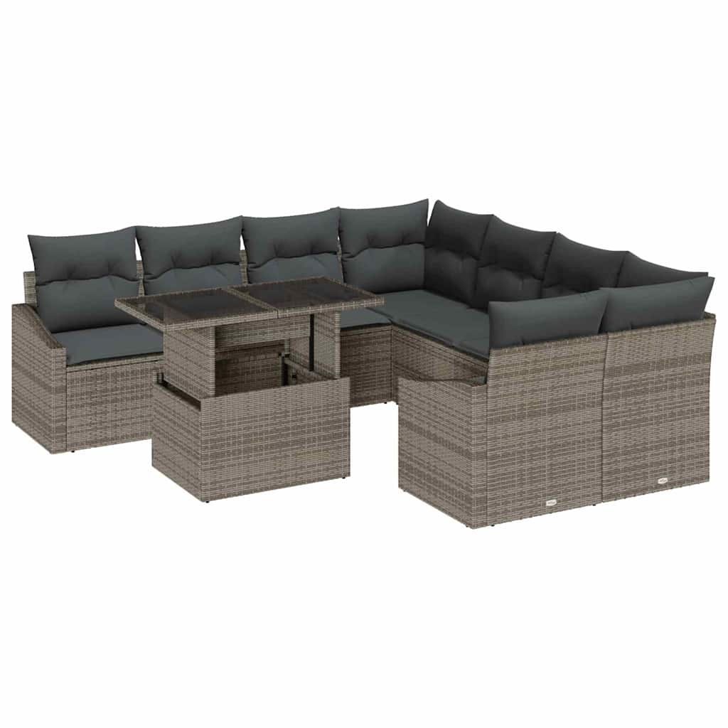 Zestaw Sof na Ogród z poduszką 9 pcs Szary 100 x 55 x 73 cm Lumarko!