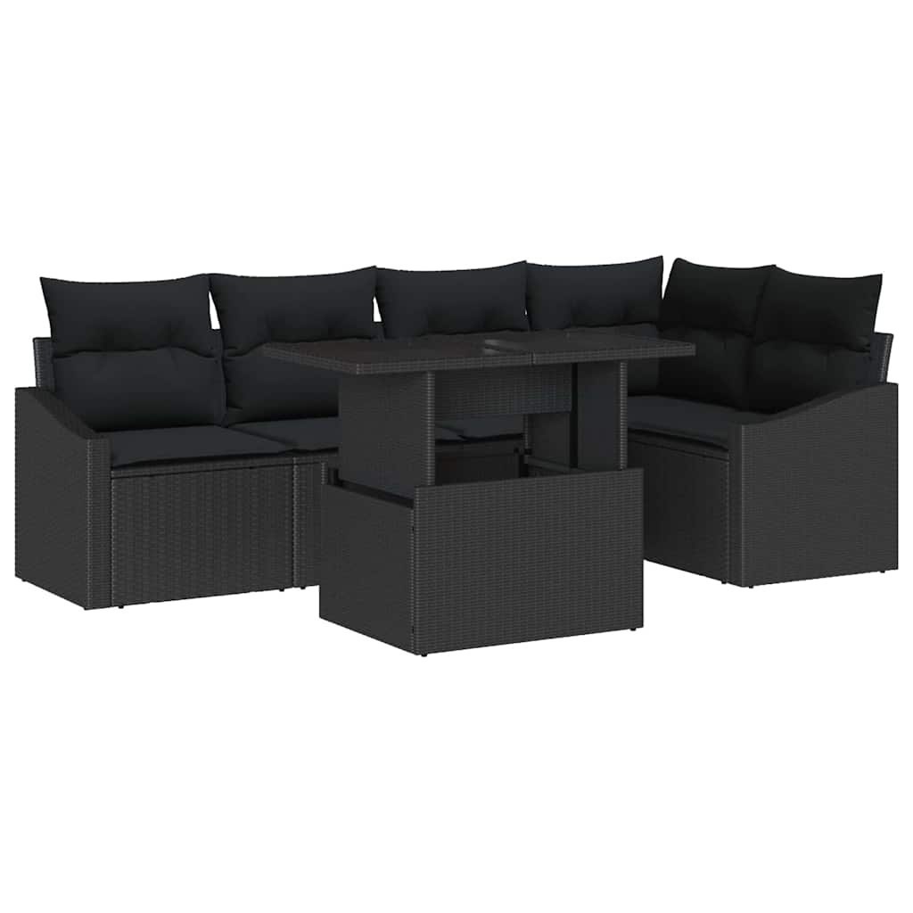 Zestaw Sof na Ogród z poduszką 6 pcs Czarny 100 x 55 x 73 cm Lumarko!