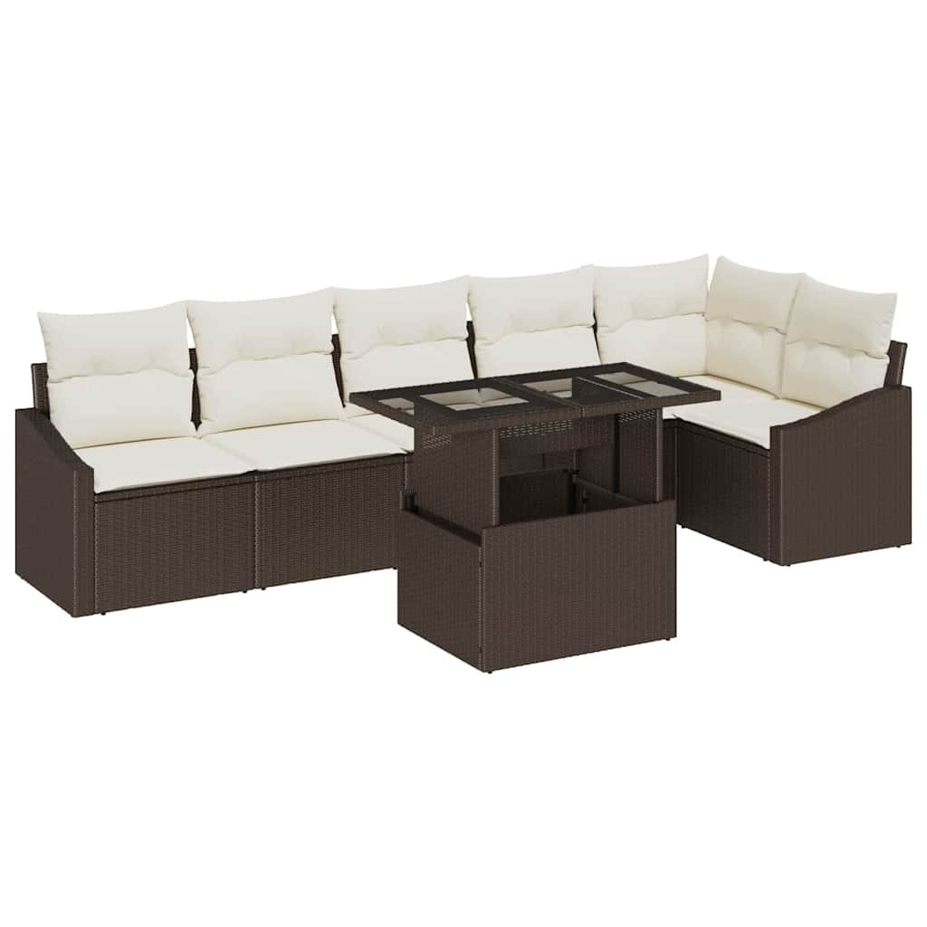 Zestaw Sof na Ogród 7 pcs Brązowy i kremowy 100 x 55 x 73 cm Lumarko!
