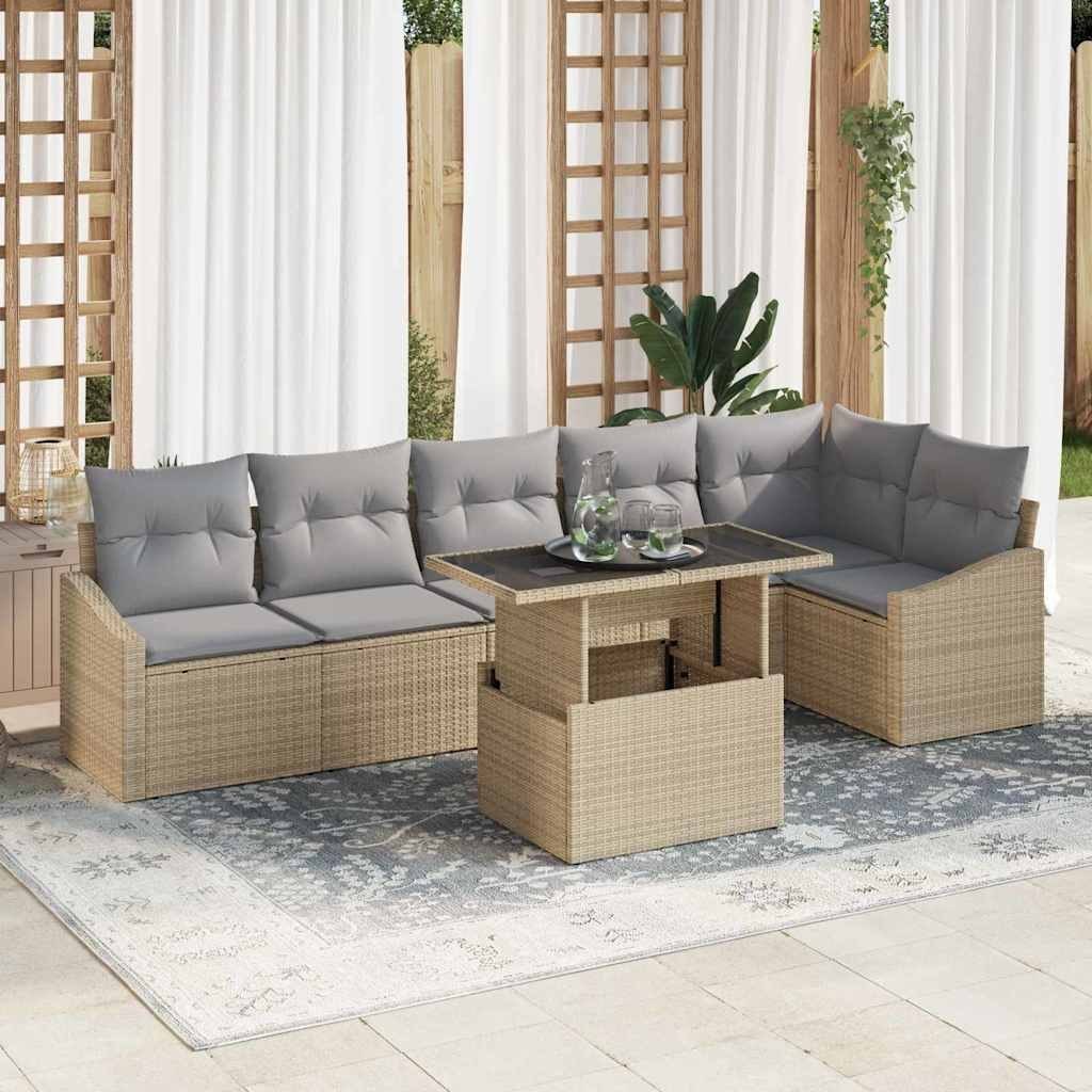 Zestaw Sof na Ogród 7 pcs beżowo-jasnoszary 100 x 55 x 73 cm Lumarko!