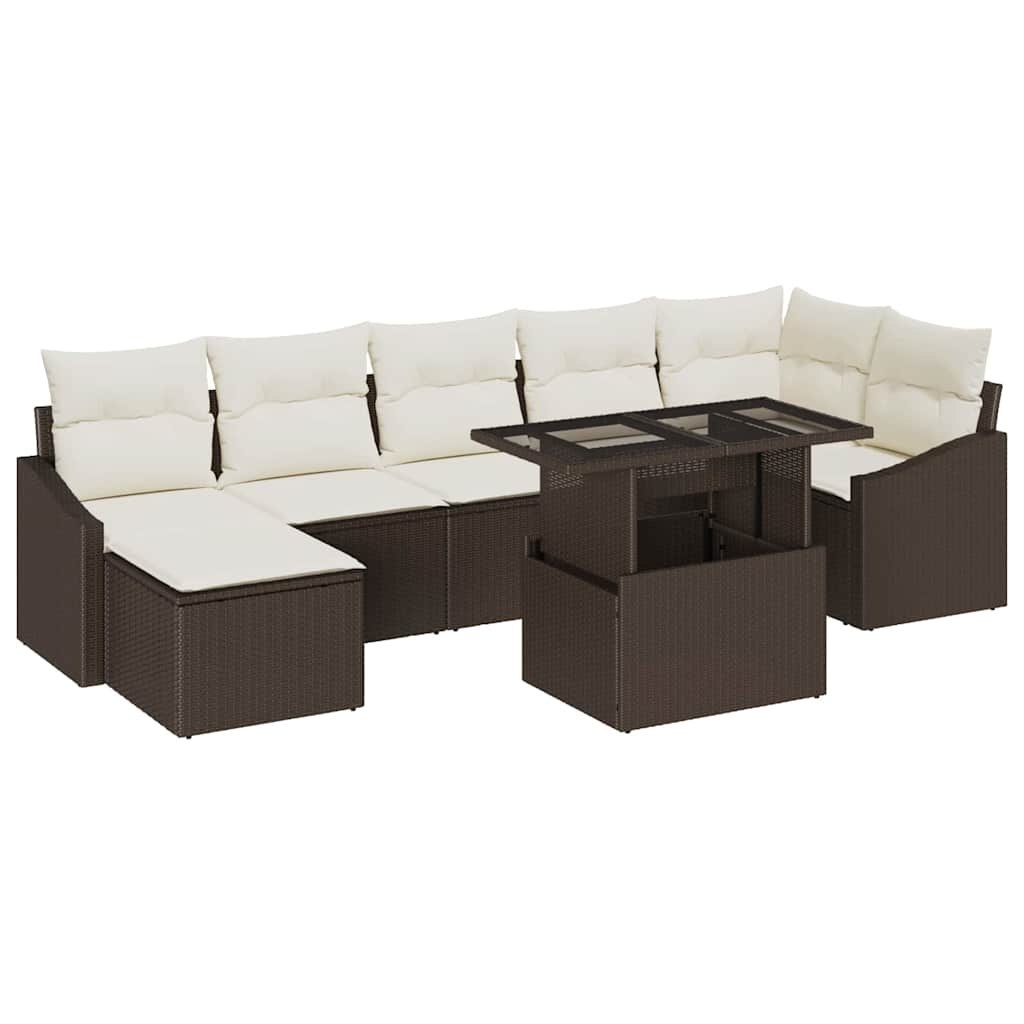 Zestaw Sof na Ogród z poduszką 8 pcs Brązowy i kremowy Lumarko!