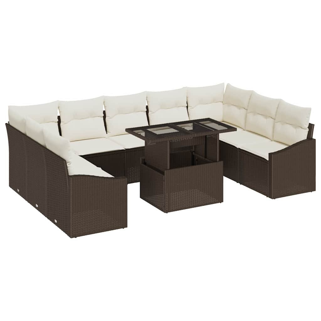 Zestaw Sof na Ogród 10 pcs Brązowy i kremowy 100 x 55 x 73 cm Lumarko!