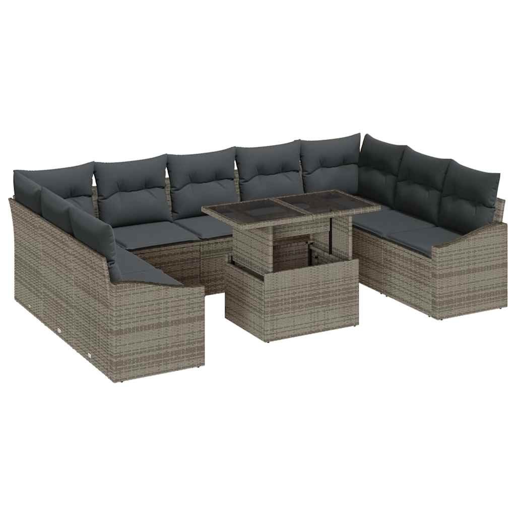 Zestaw Sof na Ogród z poduszką 10 pcs Szary 100 x 55 x 73 cm Lumarko!