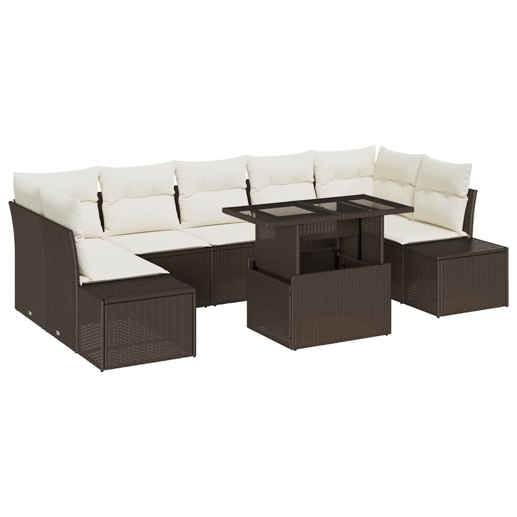 Zestaw Sof na Ogród 8 pcs Brązowy i kremowy 100 x 55 x 73 cm Lumarko!