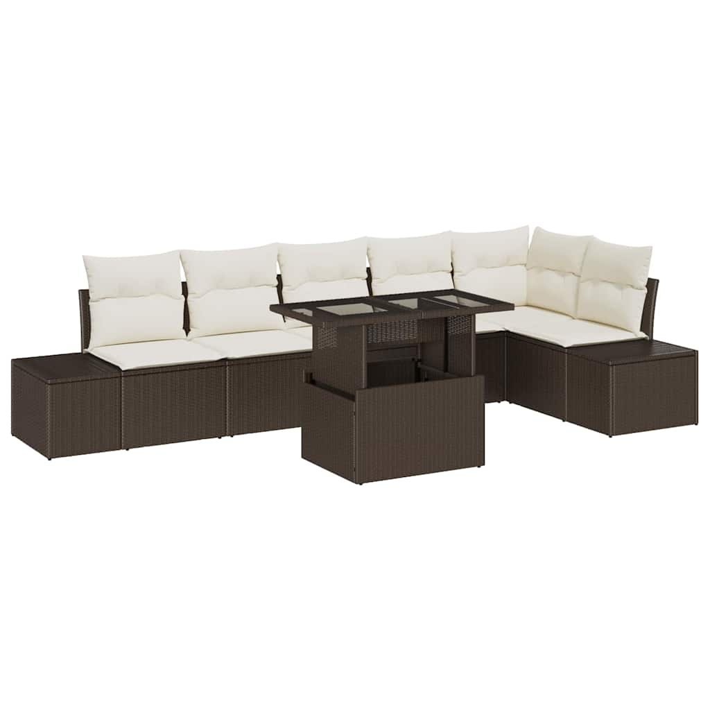 Zestaw Sof na Ogród 7 pcs Brązowy i kremowy 100 x 55 x 73 cm Lumarko!