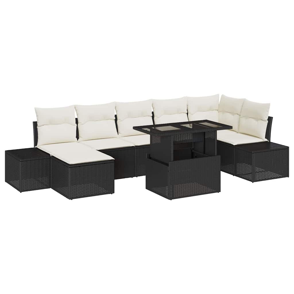 Zestaw Sof na Ogród z poduszką 8 pcs Czarny i kremowy Lumarko!