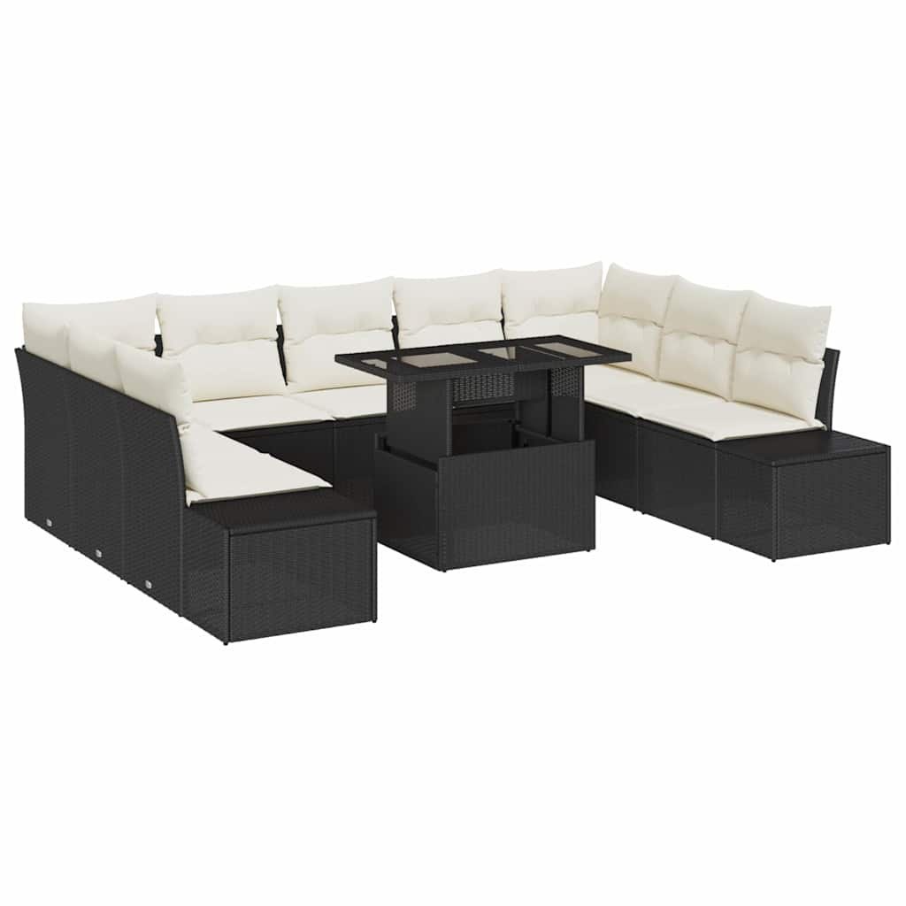 Zestaw Sof na Ogród 10 pcs Czarny i kremowy 100 x 55 x 73 cm Lumarko!
