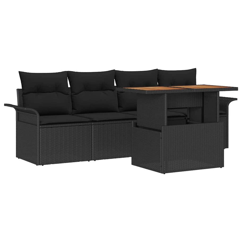 Zestaw Sof na Ogród z poduszką 5 pcs Czarny 100 x 55 x 73 cm Lumarko!