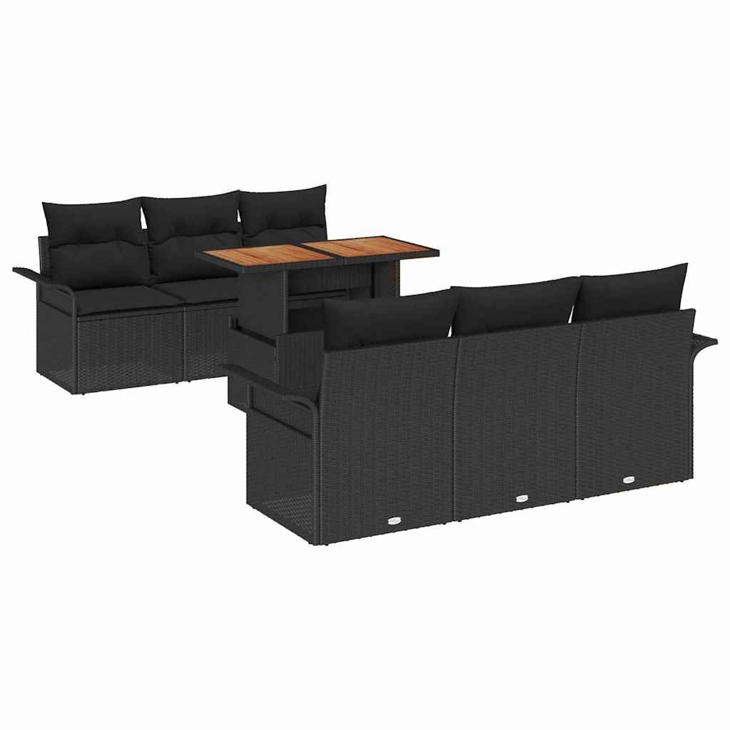 Zestaw Sof na Ogród z poduszką 7 pcs Czarny 100 x 55 x 73 cm Lumarko!