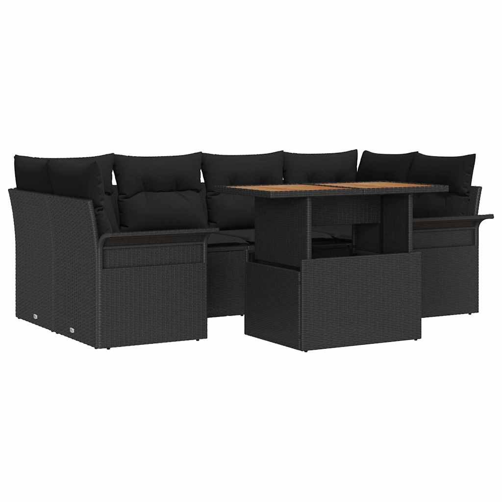 Zestaw Sof na Ogród z poduszką 7 pcs Czarny 100 x 55 x 73 cm Lumarko!