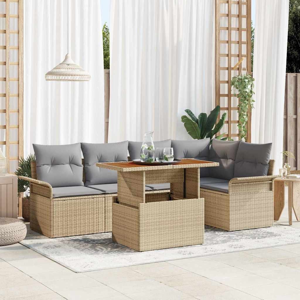Zestaw Sof na Ogród 6 pcs beżowo-jasnoszary 100 x 55 x 73 cm Lumarko!
