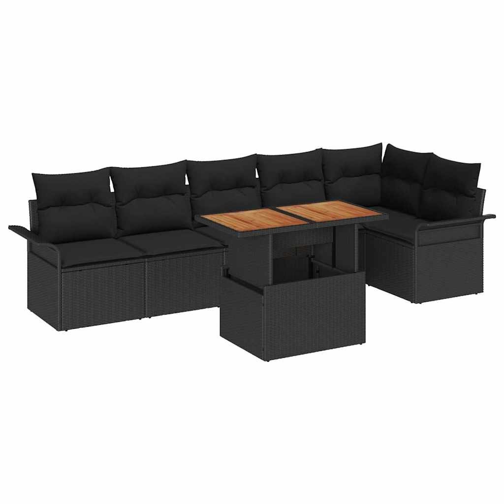 Zestaw Sof na Ogród z poduszką 7 pcs Czarny 100 x 55 x 73 cm Lumarko!