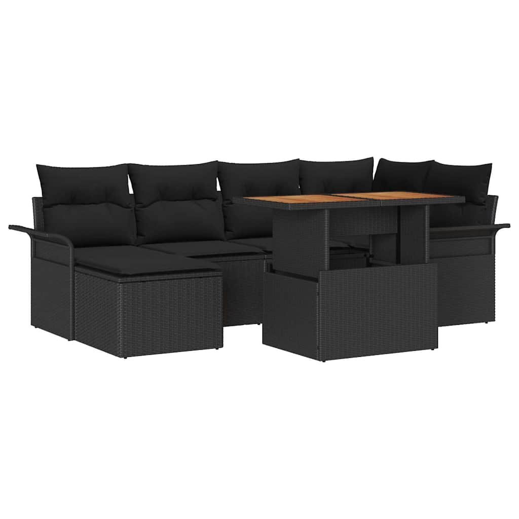 Zestaw Sof na Ogród z poduszką 7 pcs Czarny Lumarko!