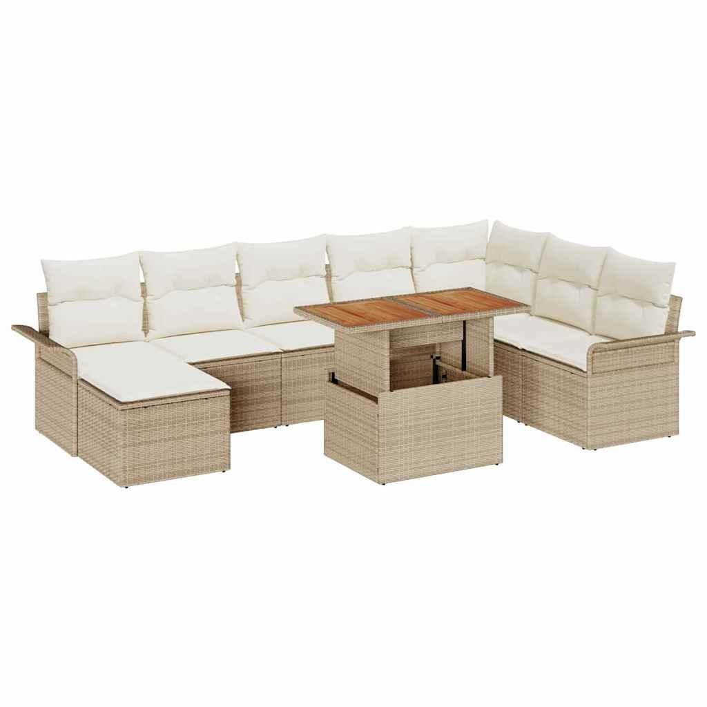 Zestaw Sof na Ogród z poduszką 9 pcs beżowo-kremowy Lumarko!