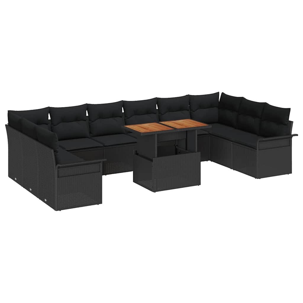 Zestaw Sof na Ogród z poduszką 11 pcs Czarny 100 x 55 x 73 cm Lumarko!