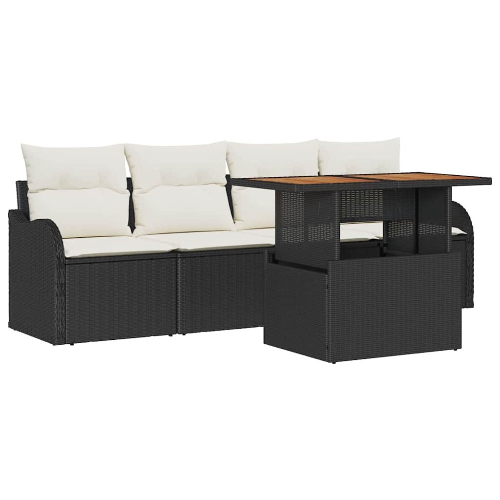 Zestaw Sof na Ogród 5 pcs Czarny i kremowy 100 x 55 x 73 cm Lumarko!